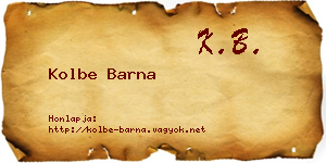 Kolbe Barna névjegykártya